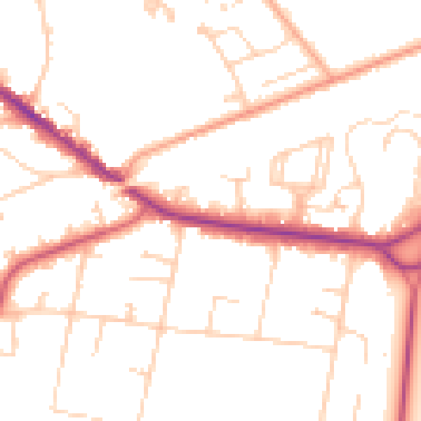 Daytime road noise heatmap for KT13 0BA