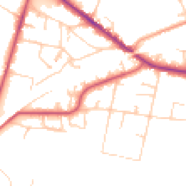 Daytime road noise heatmap for KT13 0BE