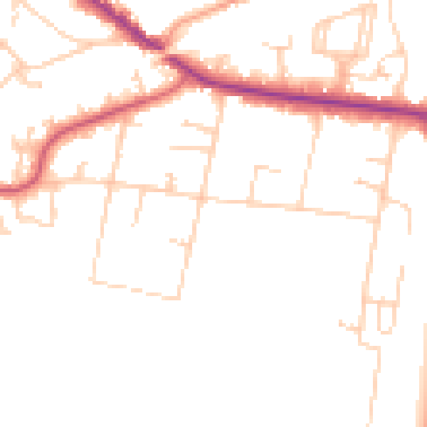 Daytime road noise heatmap for KT13 0BF