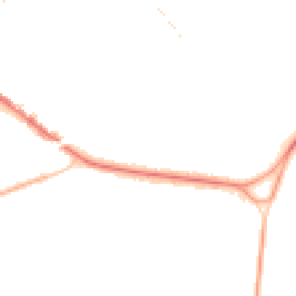 Night-time road noise heatmap for KT13 0BJ