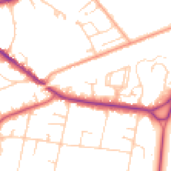 Daytime road noise heatmap for KT13 0BL