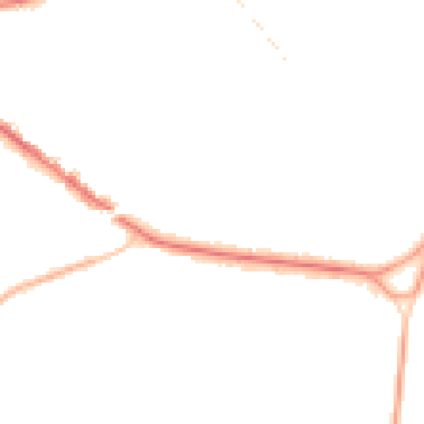 Night-time road noise heatmap for KT13 0BL