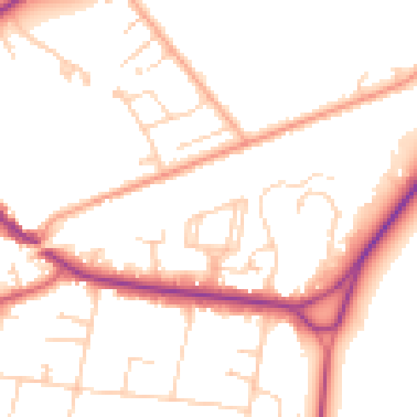 Daytime road noise heatmap for KT13 0BN