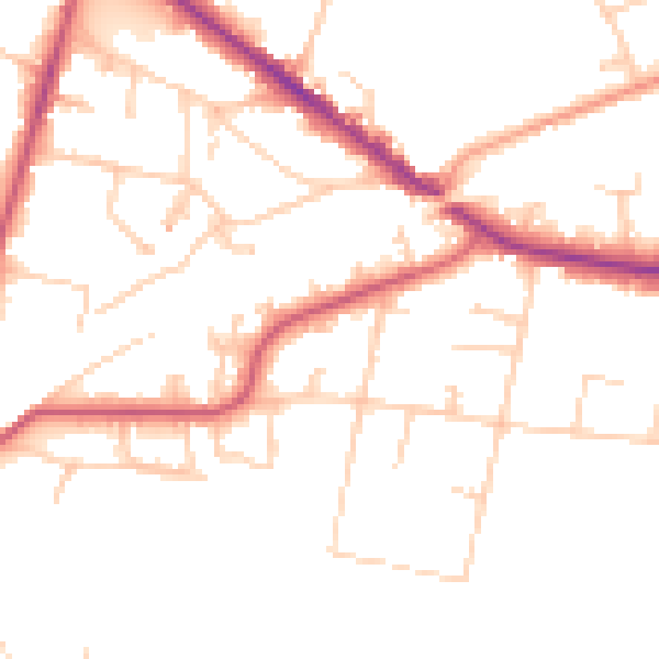 Daytime road noise heatmap for KT13 0BU