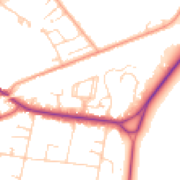 Daytime road noise heatmap for KT13 0BW