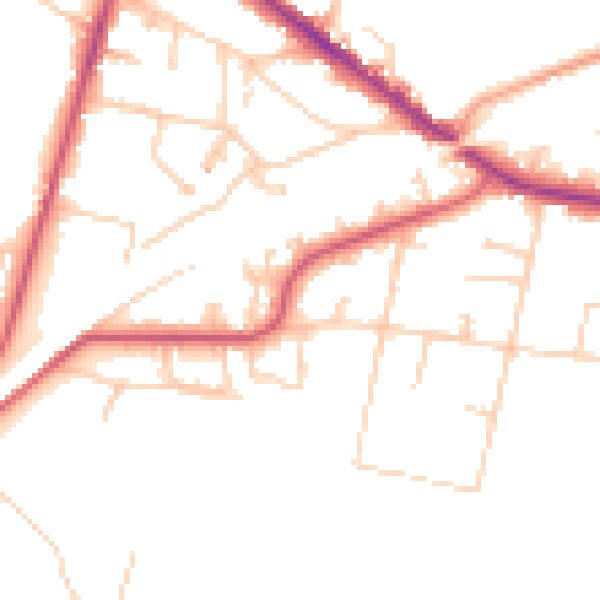 Daytime road noise heatmap for KT13 0BY