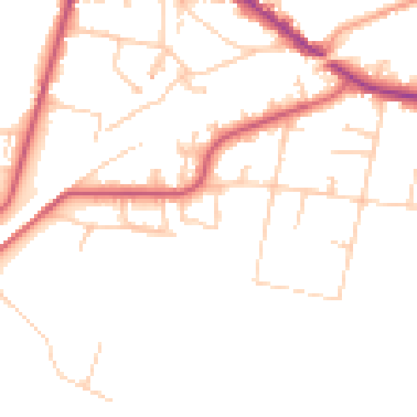 Daytime road noise heatmap for KT13 0BZ