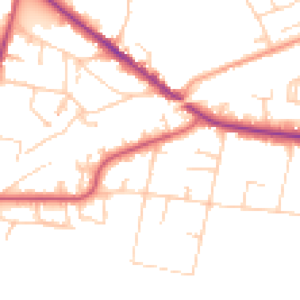 Daytime road noise heatmap for KT13 0DB