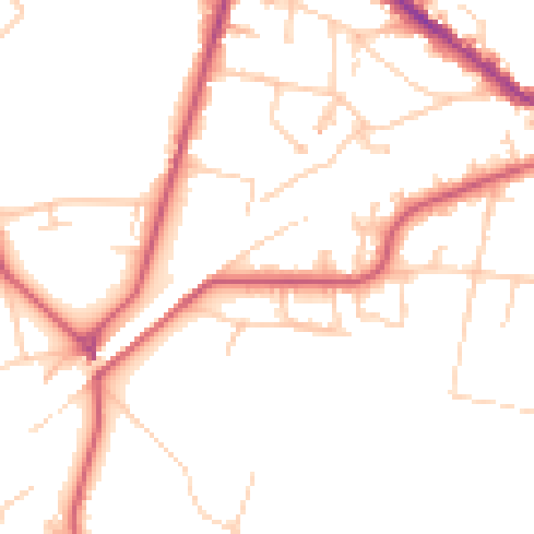 Daytime road noise heatmap for KT13 0DG