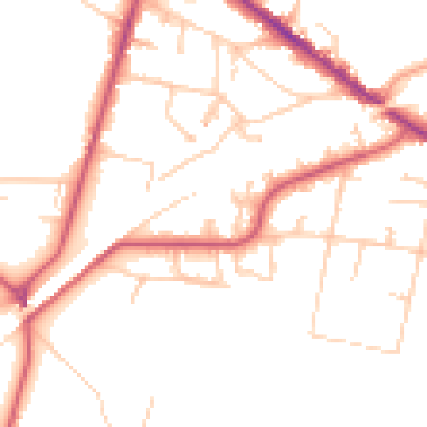 Daytime road noise heatmap for KT13 0DH