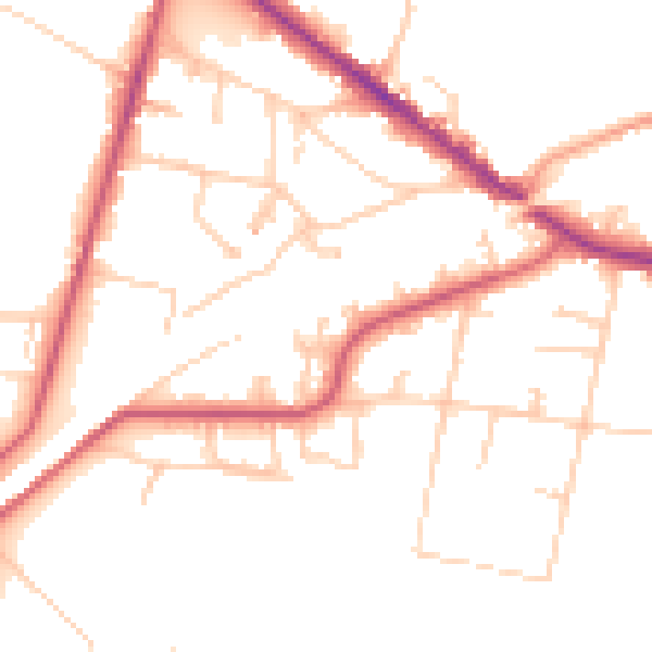 Daytime road noise heatmap for KT13 0DL