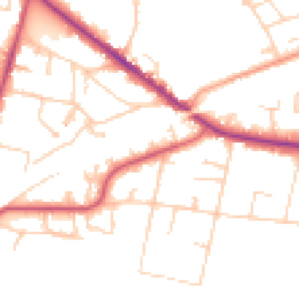 Daytime road noise heatmap for KT13 0DP