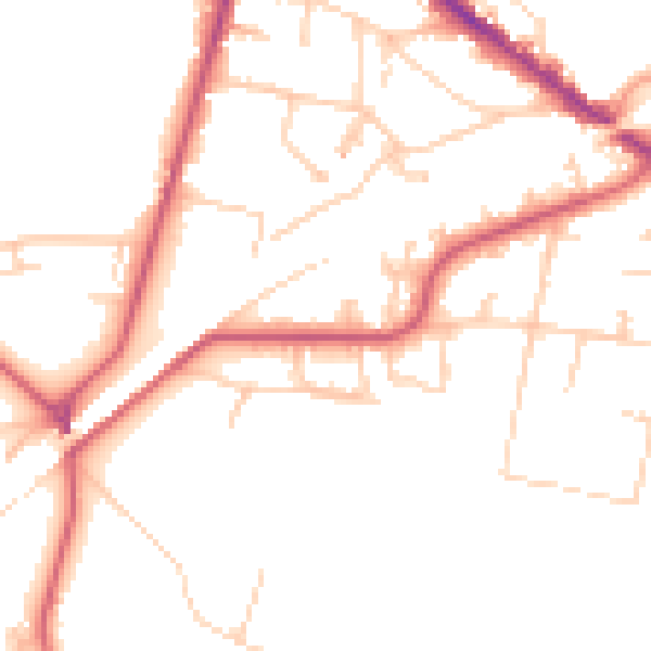 Daytime road noise heatmap for KT13 0DQ