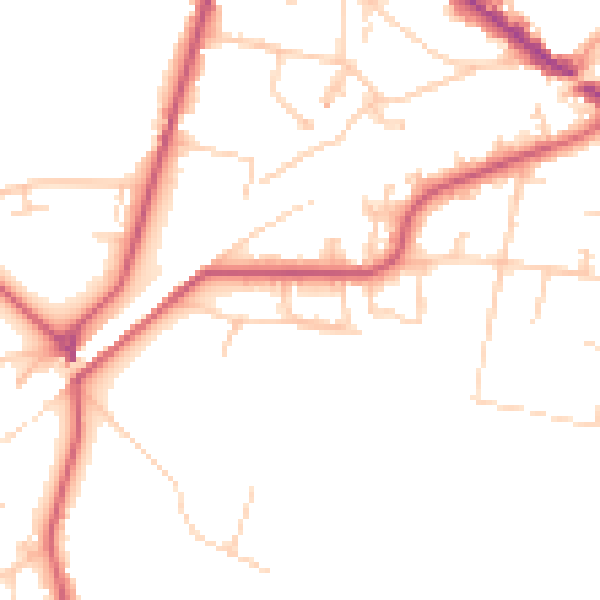 Daytime road noise heatmap for KT13 0DT