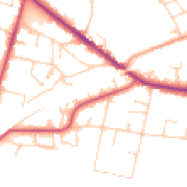 Daytime road noise heatmap for KT13 0DW