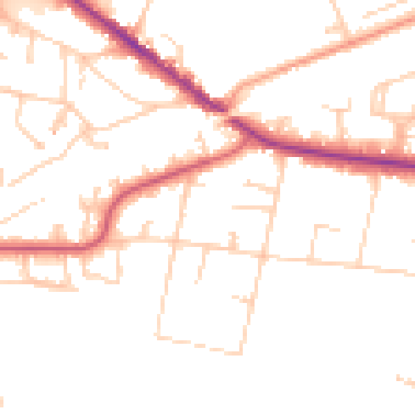 Daytime road noise heatmap for KT13 0DY