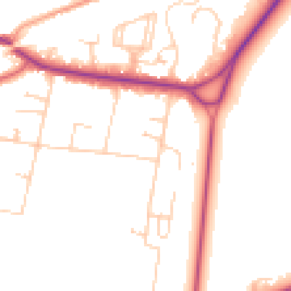 Daytime road noise heatmap for KT13 0HG