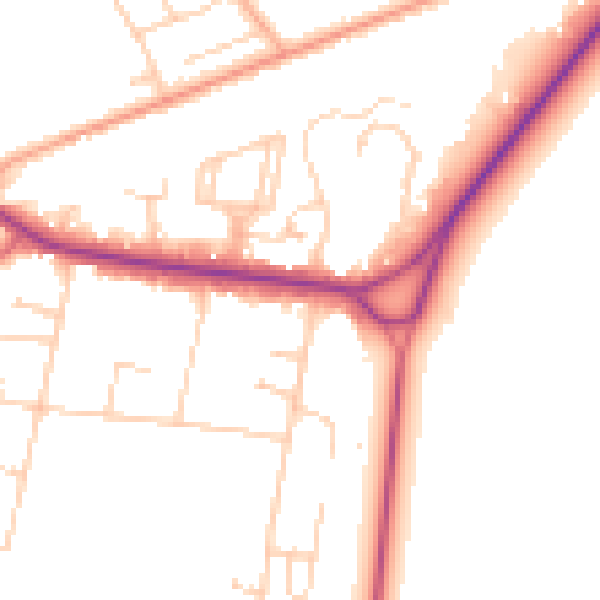 Daytime road noise heatmap for KT13 0HZ