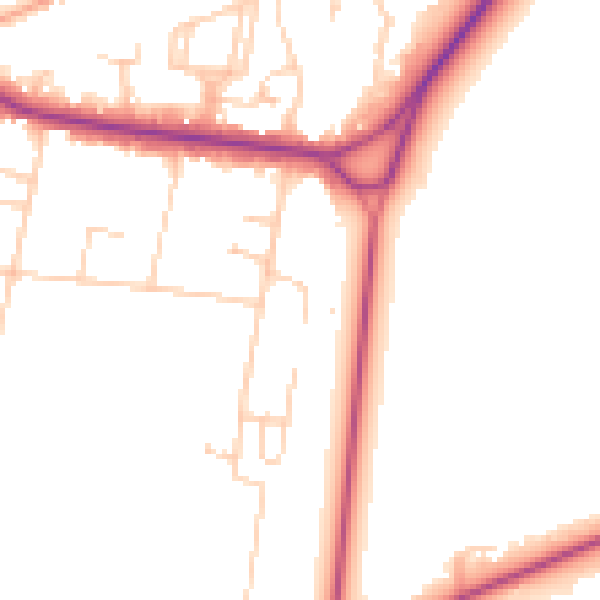 Daytime road noise heatmap for KT13 0JF