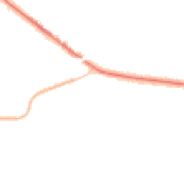 Night-time road noise heatmap for KT13 0PJ