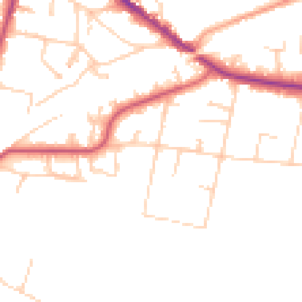 Daytime road noise heatmap for KT13 0PR