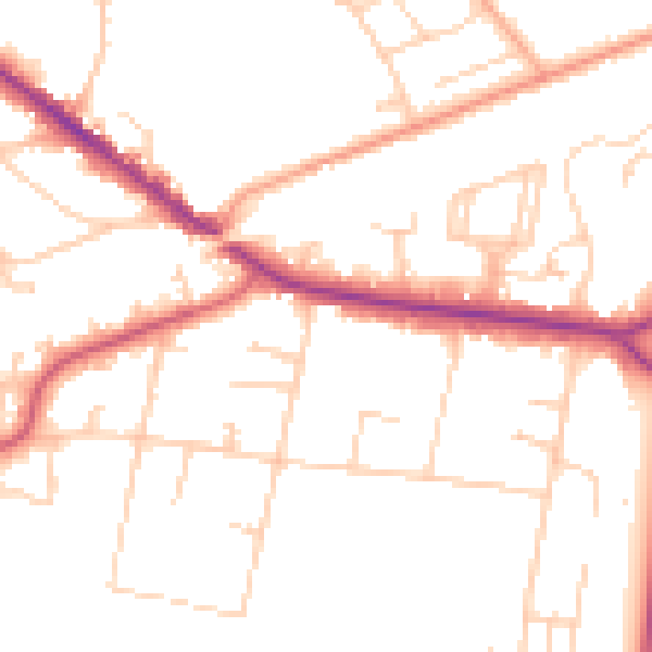 Daytime road noise heatmap for KT13 0QP
