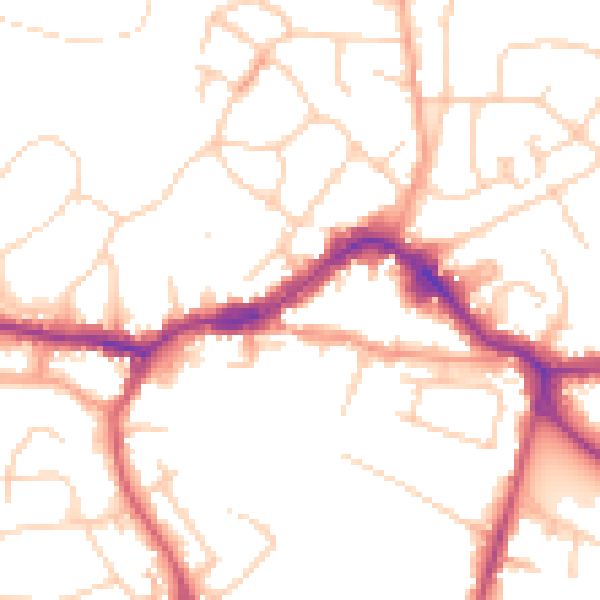 Daytime road noise heatmap for KT13 8AX