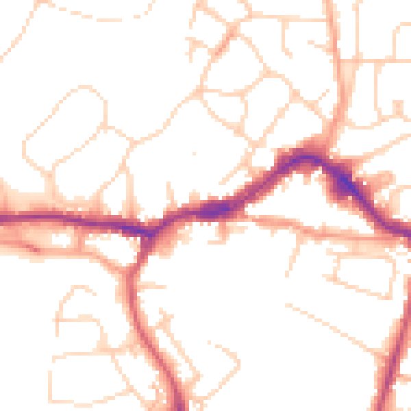 Daytime road noise heatmap for KT13 8DX