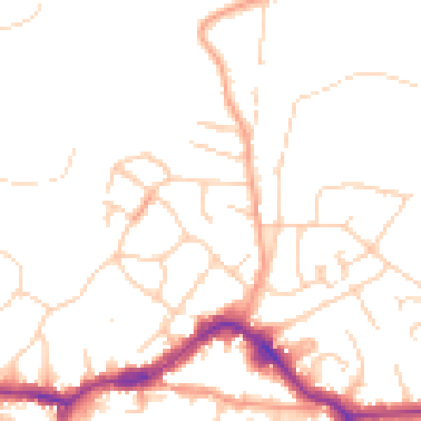 Daytime road noise heatmap for KT13 8EY