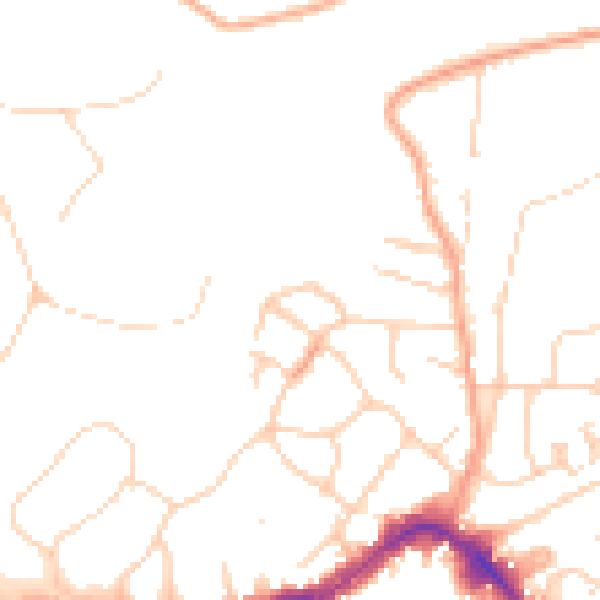 Daytime road noise heatmap for KT13 8FY
