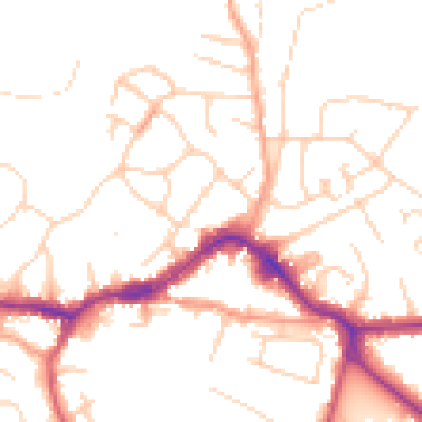 Daytime road noise heatmap for KT13 8GY