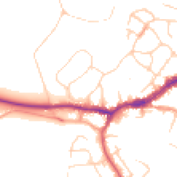 Daytime road noise heatmap for KT13 8HJ