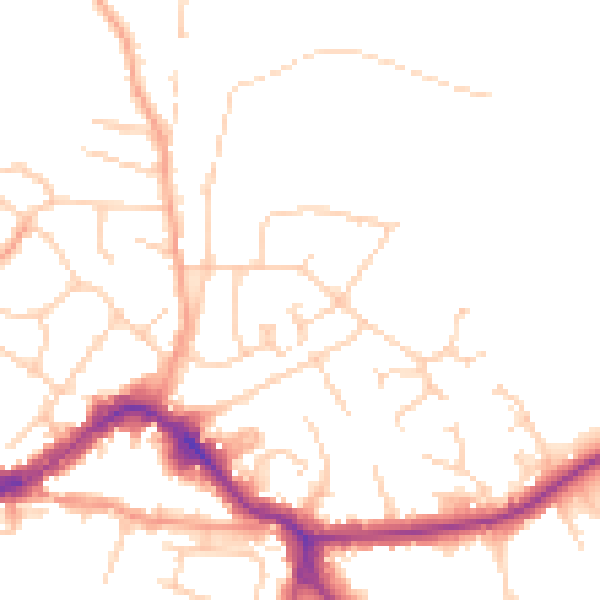 Daytime road noise heatmap for KT13 8NB