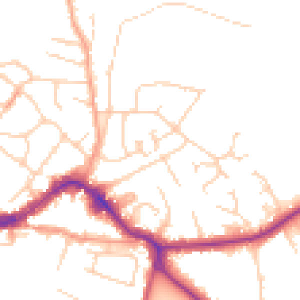 Daytime road noise heatmap for KT13 8NR