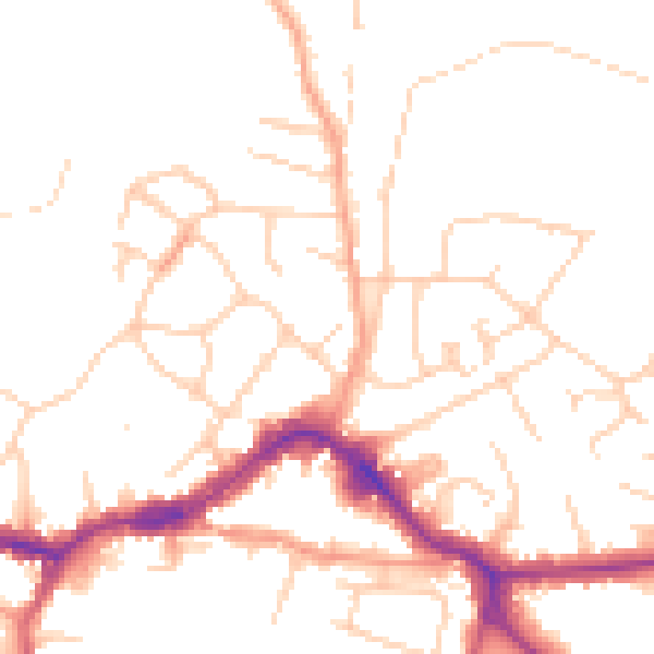 Daytime road noise heatmap for KT13 8PF