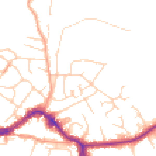 Daytime road noise heatmap for KT13 8QQ
