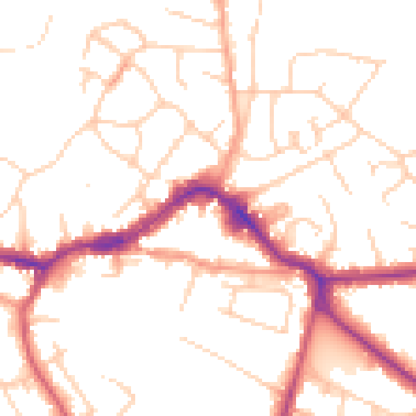 Daytime road noise heatmap for KT13 8QW
