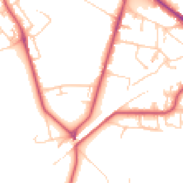 Daytime road noise heatmap for KT13 8SP