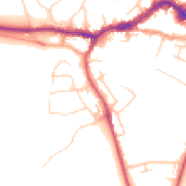 Daytime road noise heatmap for KT13 8UG