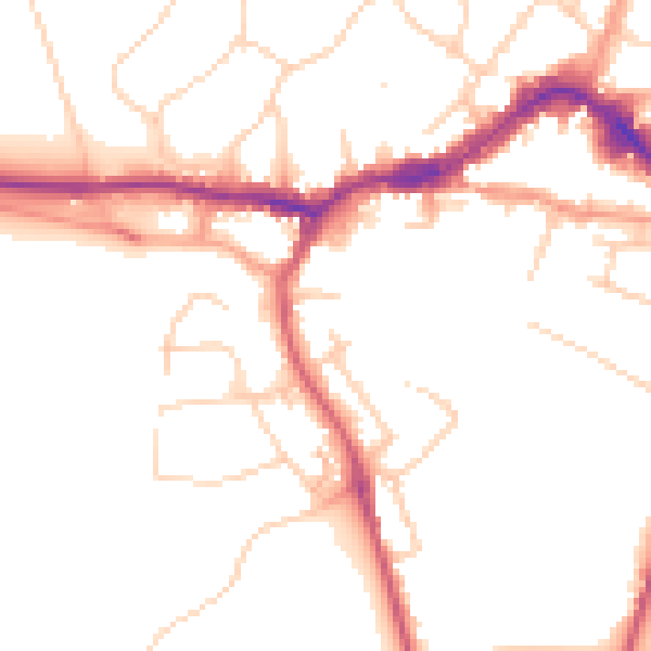Daytime road noise heatmap for KT13 8UN