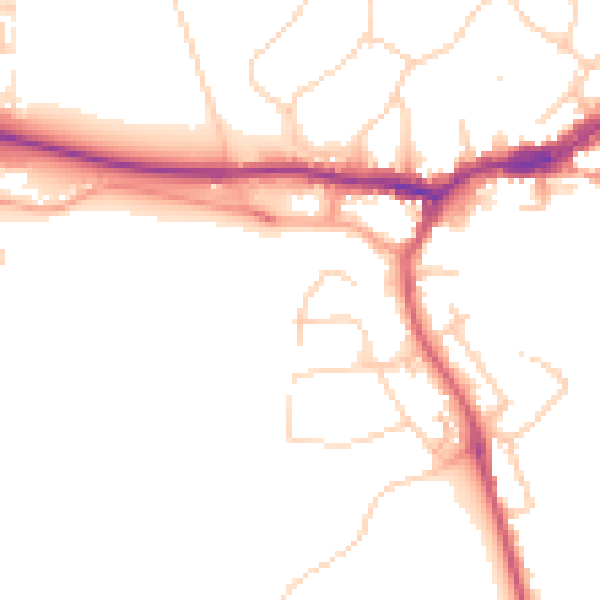 Daytime road noise heatmap for KT13 8XF