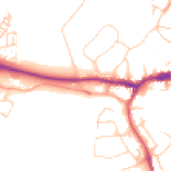 Daytime road noise heatmap for KT13 8XX