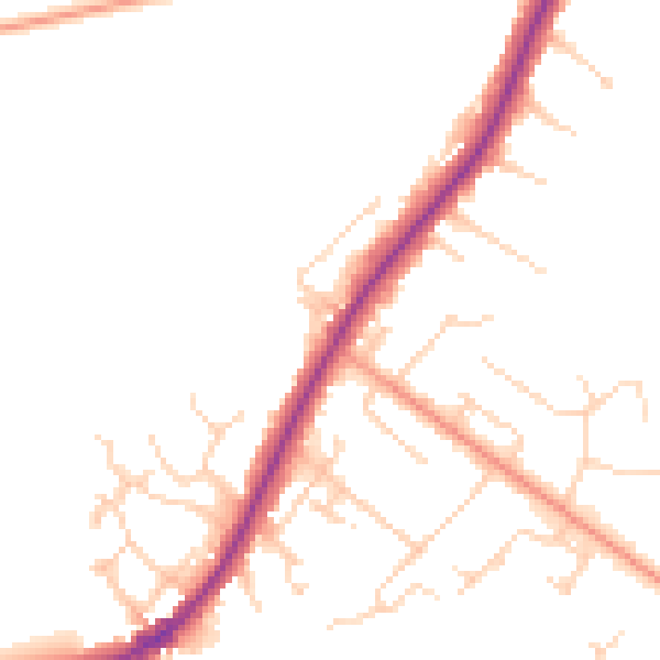 Daytime road noise heatmap for KT13 9AF