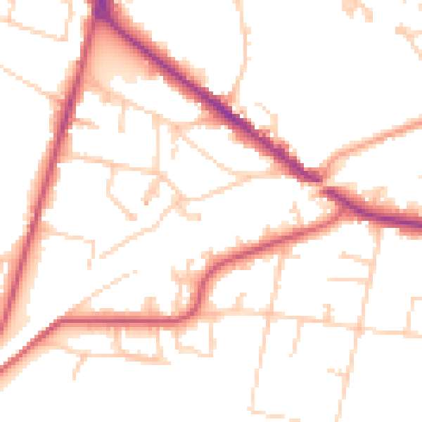 Daytime road noise heatmap for KT13 9BB