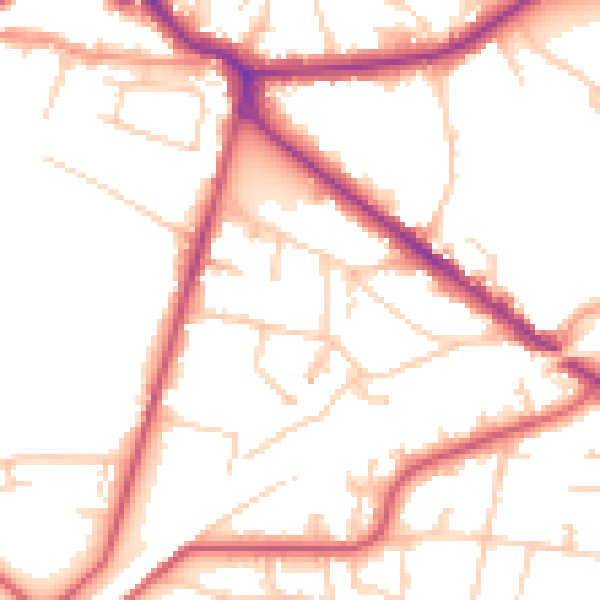 Daytime road noise heatmap for KT13 9BU