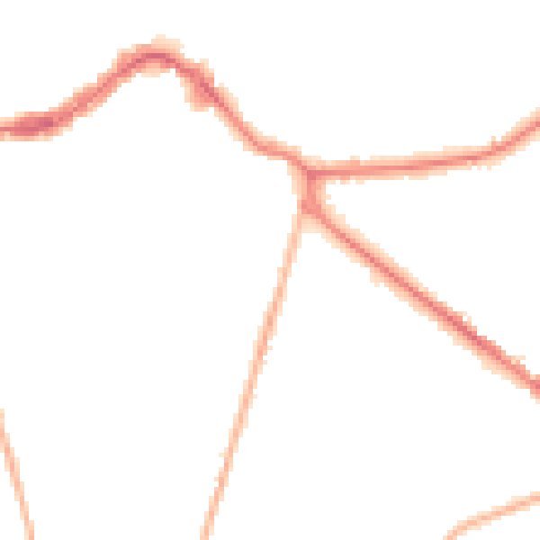 Night-time road noise heatmap for KT13 9GP
