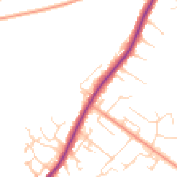 Daytime road noise heatmap for KT13 9HU