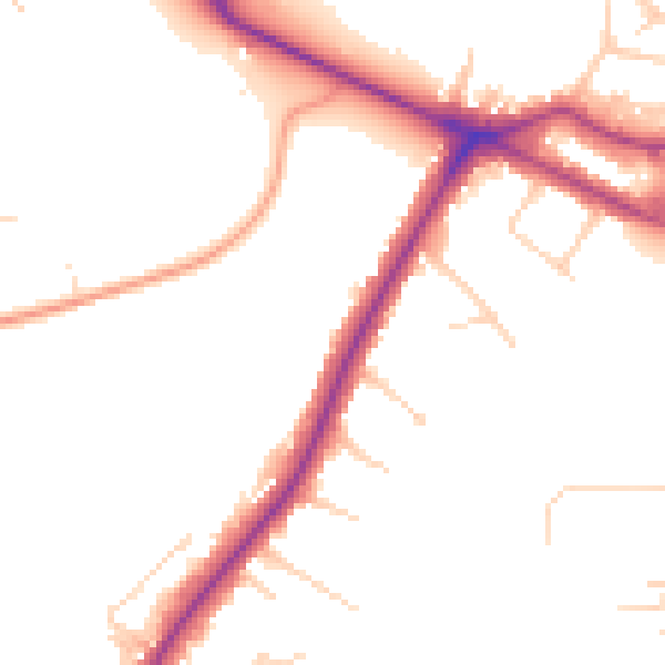 Daytime road noise heatmap for KT13 9JH