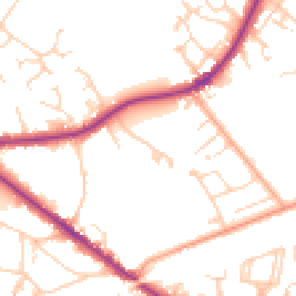 Daytime road noise heatmap for KT13 9PR