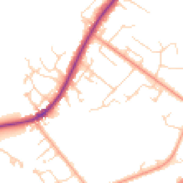 Daytime road noise heatmap for KT13 9QL
